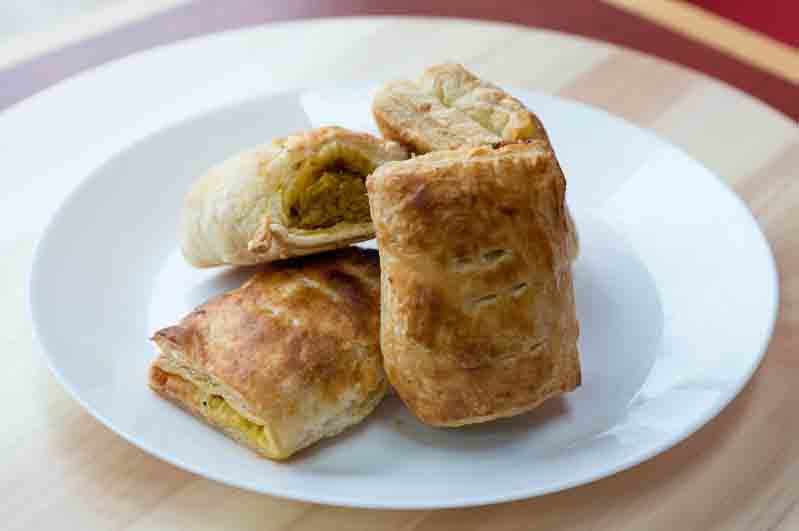 Golden potato puff pastry patties